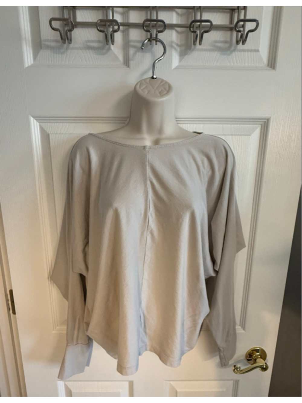 Reiss cotton blend top back tie tan size large